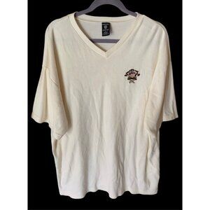 Tazmaniun Devil Men's Warner Bros. V-Neck Ivory Casual T-Shirt Size XL 1998